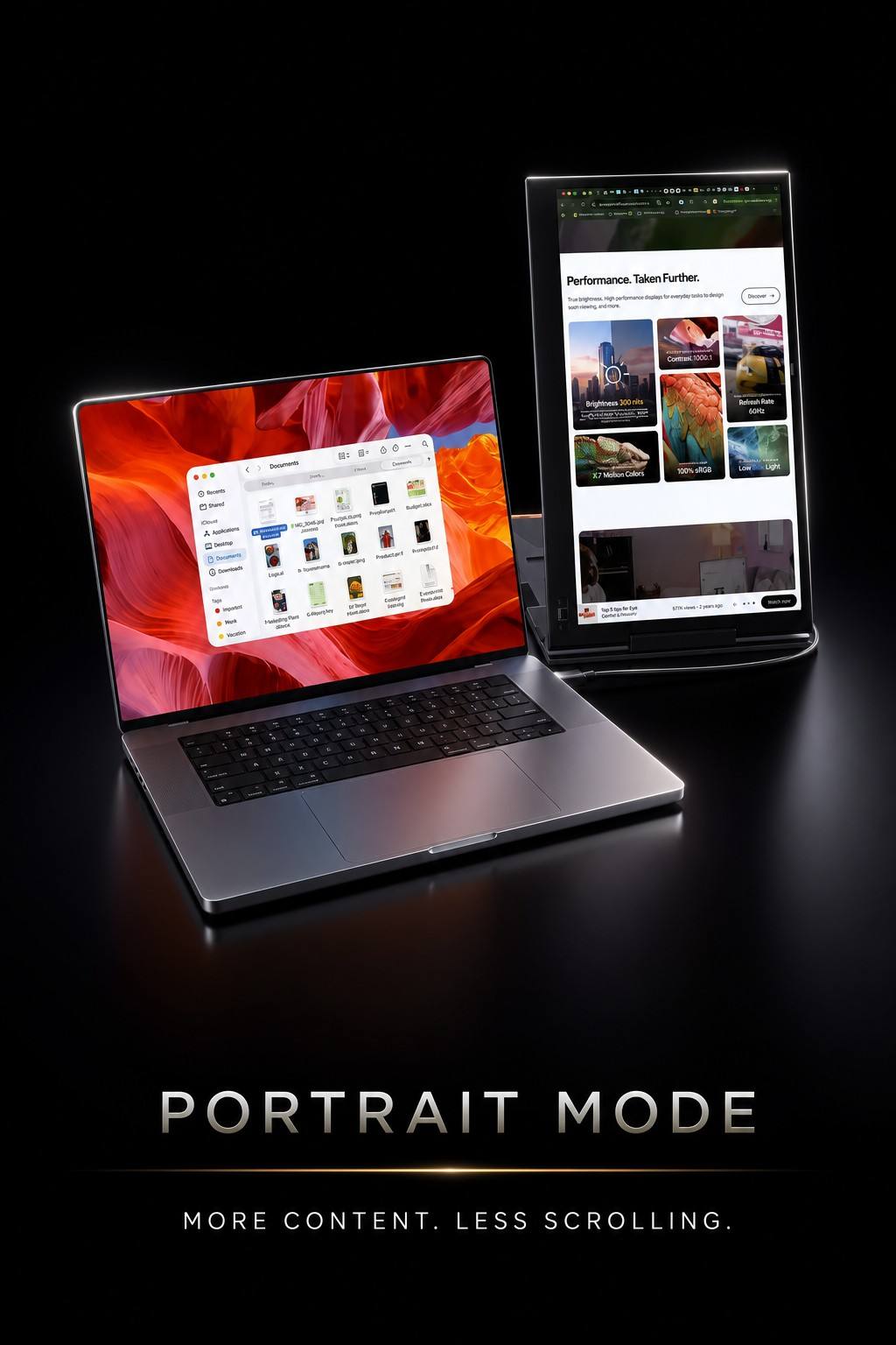NEXORA Système Double Écran installé sur un bureau, finition premium bord à bord